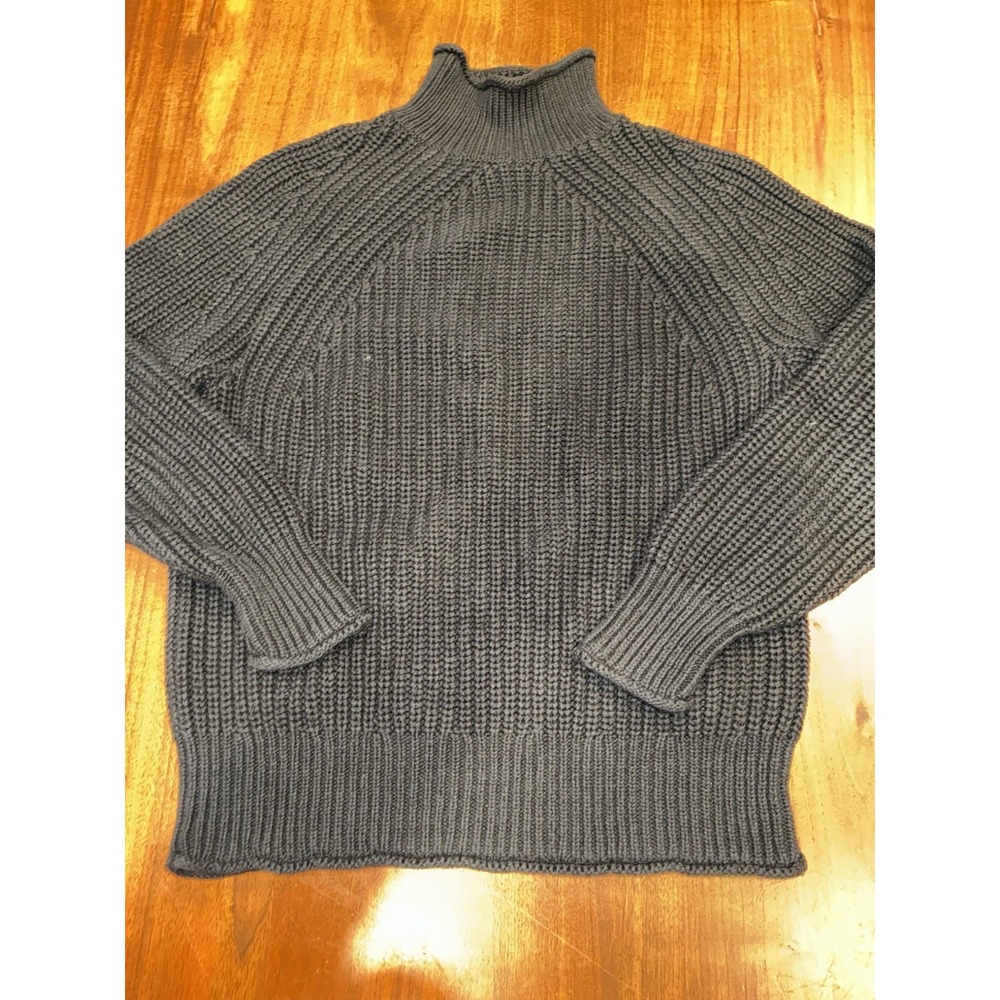 J Crew Relaxed Roll Neck Sweater Womens Small Black Cotton Chunky Knit Small